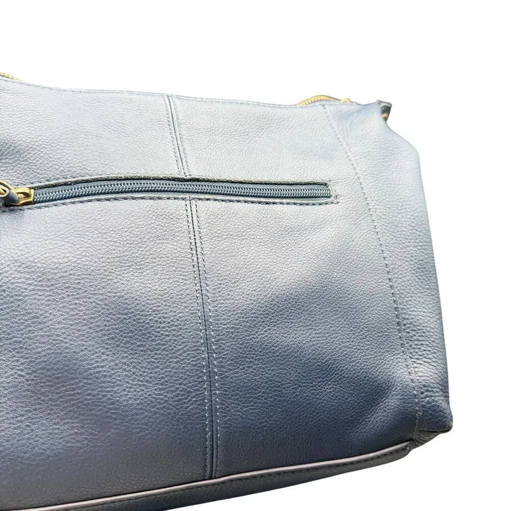 The Sak Alameda Navy Blue Leather Hobo Shoulder Bag Pebbled Leather